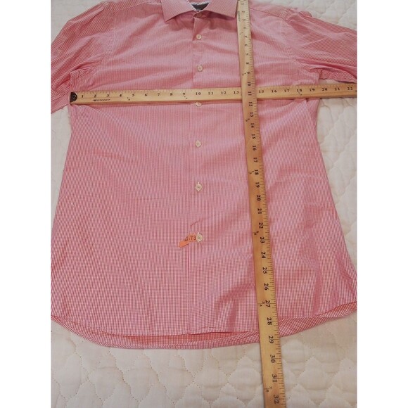 Men's Tattersall London Red Button Down Long Sleeve Shirt Size 15 (32/33) - Picture 12 of 14